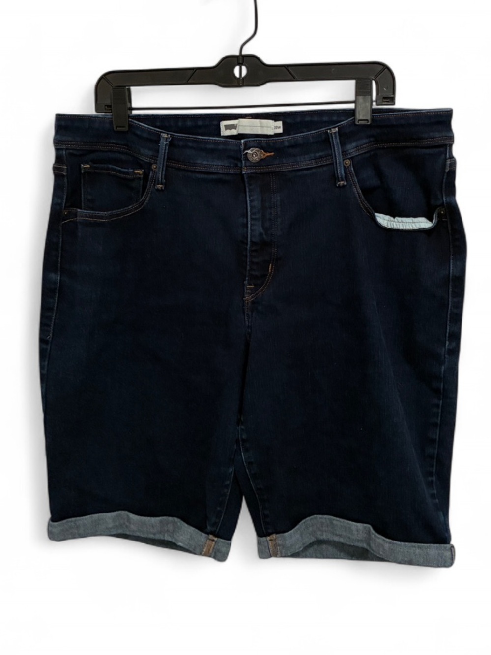 Levi's Perfectly Shaping Cuffed Dark Blue Denim Bermuda Shorts